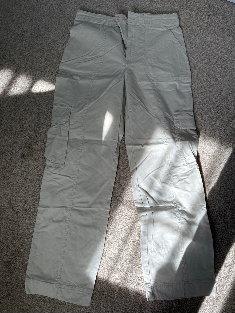 Abercrombie & Fitch Women's Straight-Leg Cargo Pants in Light Cream
